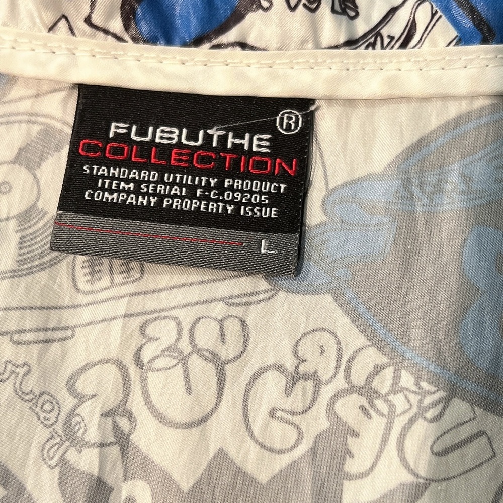 FUBU the Collection blue and white full zip Windbreaker Printed Hoodie Jacket - Picture 10 of 10